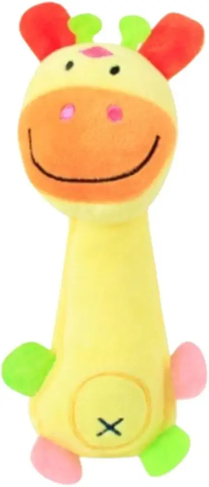 Bichinho de Pelúcia para Cachorro e Gato Brinquedo Mordedor Pet com Apito Girafa Macaco Porco (AMARELO)
