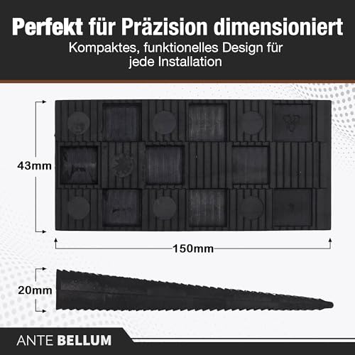 Abstandshalter Kunststoff für Fußböden, Fenstern und Türen - Keile Kunststoff für effektive Montage - Laminat Abstandshalter, bruchfest, verbindbar, in drei Größen 150x43x20mm (50 Stück)