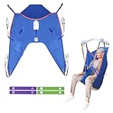 Patient Lift Slings for Home Use,Transfer Aids for Disabled and Elderly, Divided Leg Sling with Head Support,Hoist Sling for Toileting, Supports up to 500 lbs (Small)