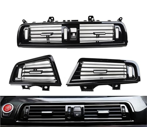Grille de ventilation BMW F10 F11 RHD | 3 pièces noires laquées et chrome - 3