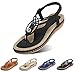 Gracosy Sandales Plates Femmes, Chaussures Été Confortable à Talons Plats Nu Pieds Mode Tongs Plages Claquettes Semelle Matelassée Bout Ouvert Tressée Noir 41 EU