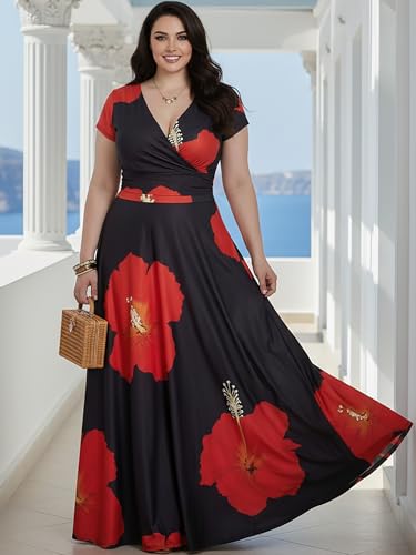 Image of KOH KOH Womens Long Modest Floor Length Flowing Summer Print Maxi Dress