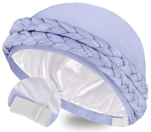 Image of Ababalaya Adjustable Satin Lined Turban for Women Mens Halo Turban Silky Lined Head Wraps for Waves Braids Locs Sleep Cap