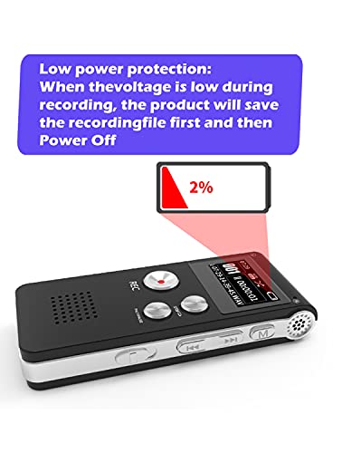Image of 16GB Digital Voice Recorder (Dictaphone),Rechargeable USB and 30 Hours Recording, Digital Audio and MP3 Player,for to use Meetings /interviews /lectures /Class(Black)