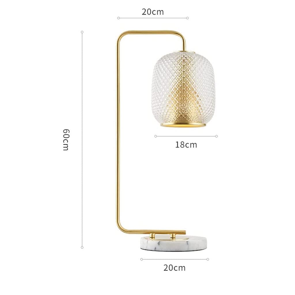 Lampa stołowa, lampka nocna, nowoczesna lampka nocna ze szklanym kloszem i marmurową podstawą Lampa nocna E27 Boczna lampa stołowa do salonu i sypialni Łatwy w montażu/zestaw 1 ()