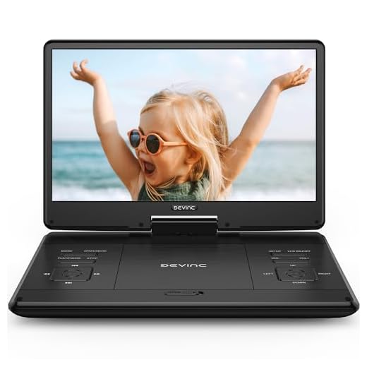 DEVINC 16.9" Portable DVD Player with 14.1" Large HD Screen, Support Multiple DVD CD Formats/USB/SD Card, 6 Hours Rechargeable Battery, Sync TV, Dual Speakers, Car DVD Player, Regions Free