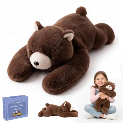 Braunbär Gewichtetes Plüschtier Kuscheltier, kuscheliges Stofftier für Erwachsene Kinder, Weiches Plüschkissen für Umarmungsgefährte zur Angstlinderung und Schlafunterstützung (Braunbär, 65cm)