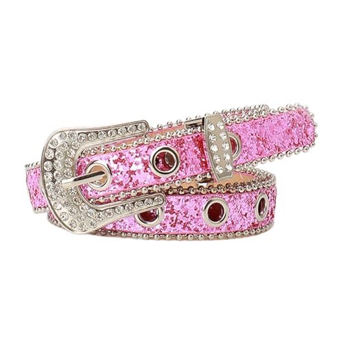 Girl Glittered Waistband Grommet Buckle Belt For Jeans Dress Nightclub Girls Modern Jeweled Waistband