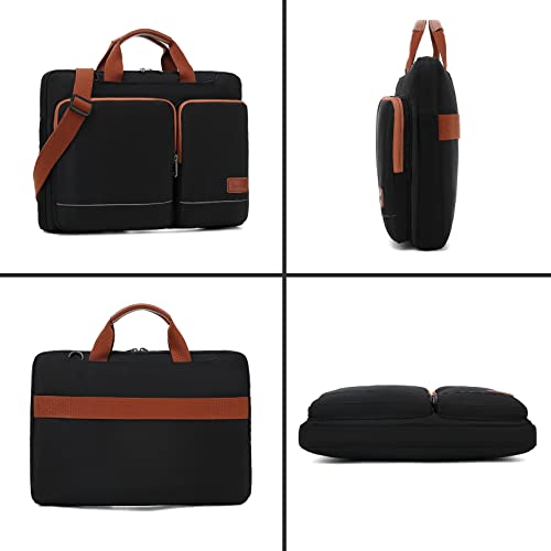 Qiccijoo Laptop Bag Briefcase 15.6 Inch Computer Bag Laptop Case for Men Women Shoulder Bag with Strap Computer Cases with Credit Card Slots Messenger Bag for Travel/Business/School