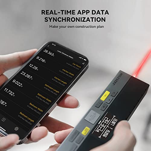 Bilateral Laser Measurement Tool,Mileseey 390Ft Dual Laser Measure With Middle Laser Mark Beam, Multifunctional Laser Tape Measure With Digital Angle Rechargeable M/In/Ft Unit Switching(App Version) #TOP4