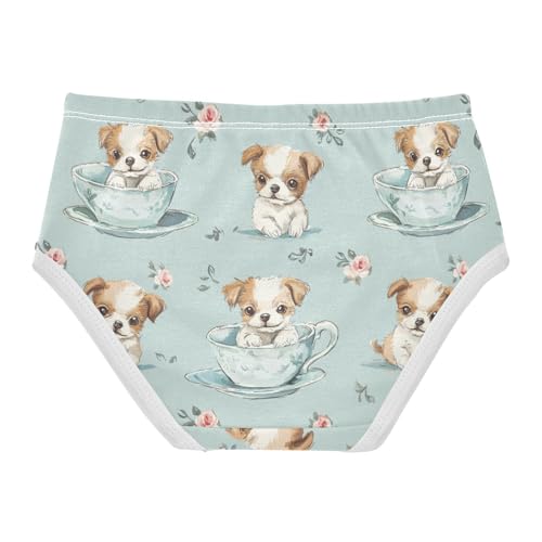 ZZKKO Teacup Puppy Dog Girls Underwear Toddler Panties for Girls Comfort Brief Size 2T-8Y2