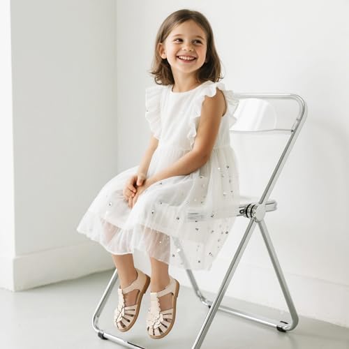 Image of Hehainom Toddler Girls Sandals Closed Toe Flats Dress Sandals Summer Flower Kids Shoes