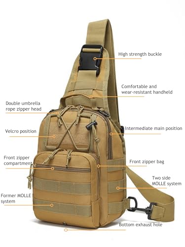 Tactical Sling Bags for Men, 6L Military Sport Crossbody Bags with Adjustable Shoulder Strap, Lightweight Shoulder Backpack for Daily Outdoor Sports, Fitness, Travel, Cycling, Jogging4