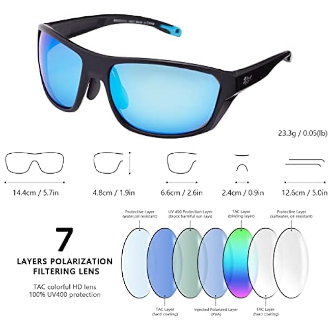 BASSDASH Polarized Sports Sunglasses for Men Women Fishing Driving Hiking UV400 with Lightweight TPX Unbreakable Frame