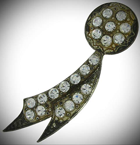Vintage 1920S Ribbon Rhinestone Embedded Pin Brooch 2 1/2