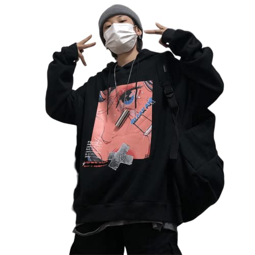 Men Women Anime Hoodie Y2K Kawaii Harajuku Japanese Preppy Dark Academia Aesthetic 90S Cute Grunge Emo Alt Goth Punk (Black,2Xl,Xx-Large) #TOP6