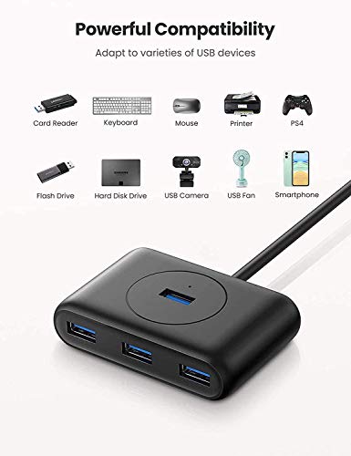 Image of LipiWorld 4 Port USB Hub 3.0 Data Hub with 115CM Portable Extension Cable High Speed Compatible for MacBook Air, Mac Mini, iMac Pro, Microsoft Surface, Ultrabooks