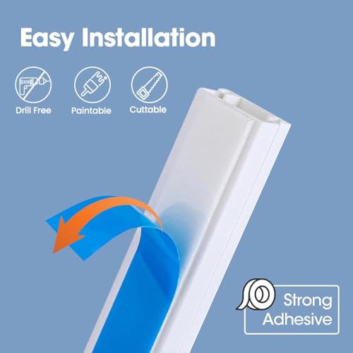 image for YesBes 116in Cord Hider Kit, Cord Covers for Wires on Wall, Paintable 