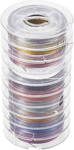 Image of DIY Crafts Pack Of 8 Roll, Silver Tiger Tail Roll, Rolls 0.38 mm Diameter 148-164 ft Tiger Tail Beading Wires Bright Bead Strin(Pack Of 8 Roll, Silver Tiger Tail Roll)