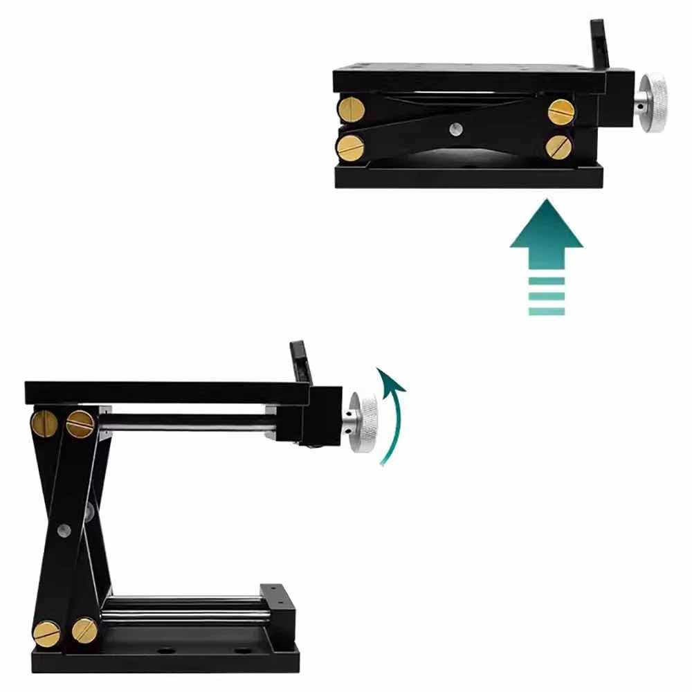 Z-Axis Nożycowy stół do podnoszenia ręcznego, eksperyment optyczny podnośnik, precyzyjny, precyzyjne dostrajanie, stopień przemieszczenia, 80 x 120 mm