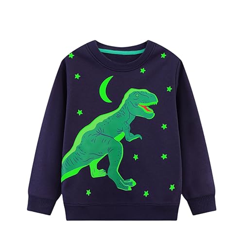 Image of HILEELANG Toddler Boy Sweatshirts Crewneck Long Sleeve Pullover Cotton Graphic Christmas Clothing