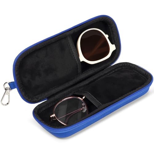 Image of Double Eyeglasses Case Hard Shell Dual Sunglasses Organizer with Zipper Closure Travel Eyewear Storage for Vehicle