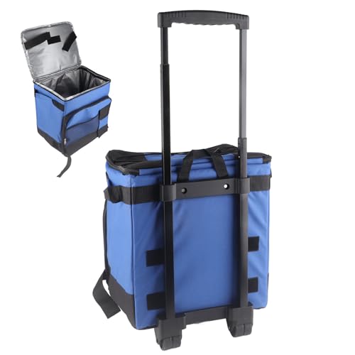 Nevera Portátil con Ruedas, 35L Tela Oxford Papel de Aluminio Bolsa Nevera Portátil Aislada, Plegable Impermeable Antifugas Nevera Blanda para Picnic Camping Playa Viajes Exterior