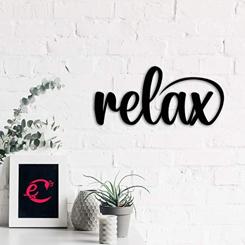 Image of eCraftIndia Relax Black Engineered Wood Wall Art Cutout, Ready to Hang Home Decor