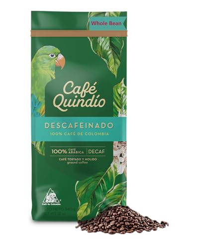 Image of Cafe Quindio Medium Roast 100% Colombian Excelso Whole Bean Arabica Coffee - Decaf - 12 Ounce (Pack of 1)