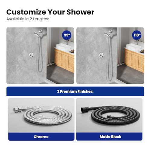 JOMOO Shower Hose, 99 Inch Extra Long Flexible Stainless Steel Handheld Showerhead Hose with Brass Insert and Nut, EPDM Inner Tube, Anti-Kink Chrome Bathroom Shower Head Hose Replacement by JOMOO - Used condition - Image 9