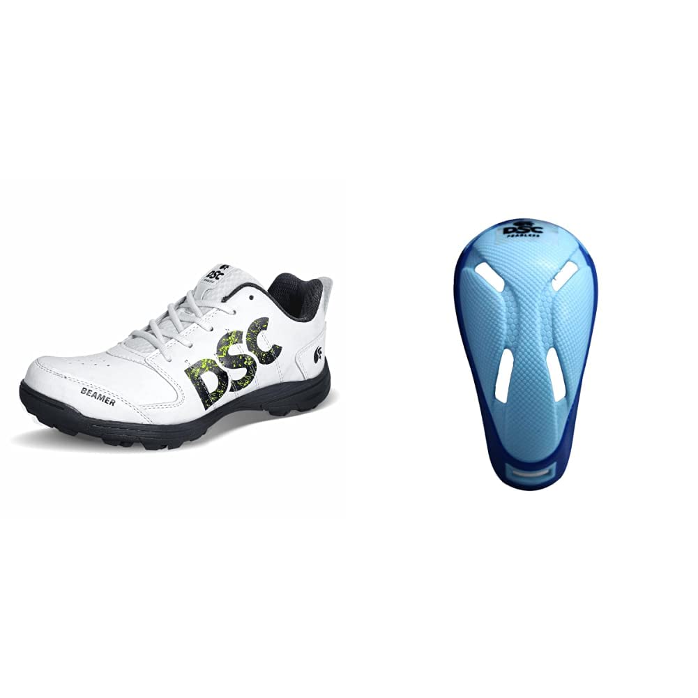 dsc Beamer Cricket Shoe for Men & Boys (Light Weight | Economical | Durable | Size UK: 9) Grey-White Armour Cricket Abdominal Guard (Mens, Multicolour)-picture-6
