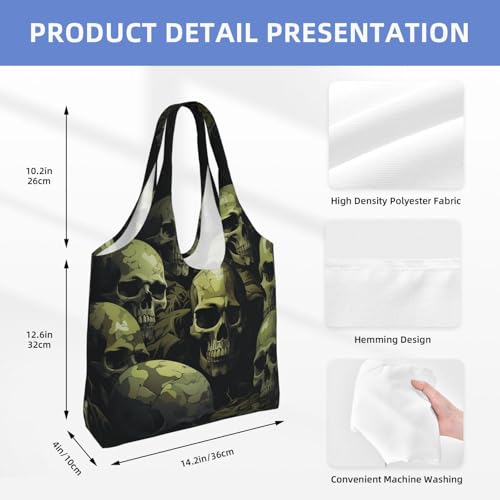 Canvas Tote Bag for Women Shoulder Tote Purse Reusable Grocery Bag Skull camouflage pattern Aesthetic Shopping Bags2