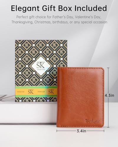 Image of Teskyer Wallet for Men RFID Blocking Bifold Credit Card Holder - Brown