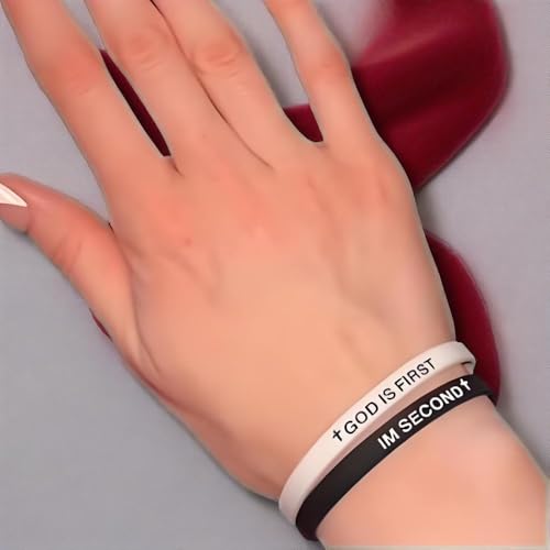 3PCS GOD IS FIRST BRACELET, GOD IS FIRST IM SECOND Inspirational Bracelets for Men Women Christian Rubber Bracelets Engraved Bible Verses Cross Bracelet Faith Silicone Wristbands Jewelry2