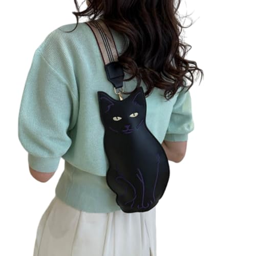 IAMUHI Novely Cat Shaped Sling Handbags Faux Leather Cross Chest Shoulder Bag Purse for Women2