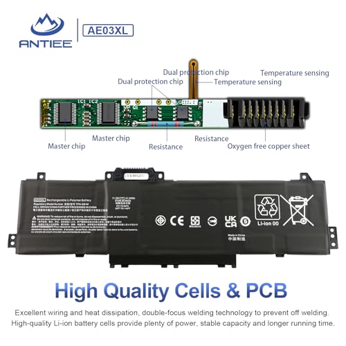 ANTIEE 41.04Wh AE03XL Laptop Batterie Compatible avec HP 240 250 G10 14-EP,15 A11U A11UD GF66 11UD GF76 11UE Pulse 240 G10 84K99PA 834B4PA 834B2PA 85A19EA 836J6PA HSTNN-OB3E TPN-DB1N 11.25V