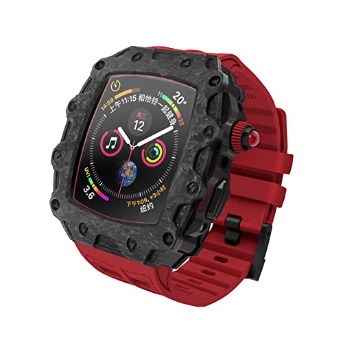 Bracelet silicone IWatch Series 7 et coque en fibre de carbone kit modification 45 mm