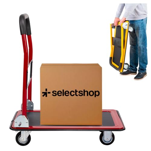 El Mejor Listado de Transporte y ruedas - solo los mejores. 42 SELECTSHOP Carro Patin Diablito con Ruedas Giratorias Plataforma De Carga Plana Plegable Carrito Manual de Empuje Carga hasta 150 Kg (Rojo) - HR3C12