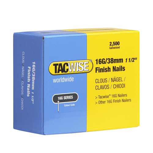 Tacwise 0296 Type 16G / 38 mm Galvanised Finish Nails, Pack of 2500