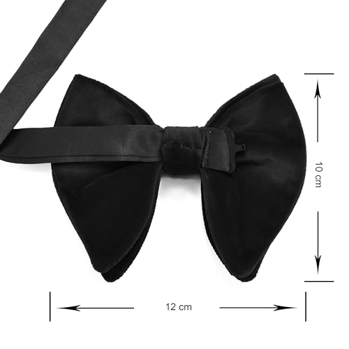 Image of GUSLESON Mens Solid Plaid Velvet Pre-tied Adjustable Bow Tie and Pocket Square Cufflink Set with Gift Box