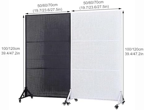 Large Metal Pegboard Panels - Versatile Organizer for Garage, Kitchen, Office & Crafts - Tool Storage & Gaming Accessories Display, 50 * 100cm/19.7 * 39.4in, Bianco Color.