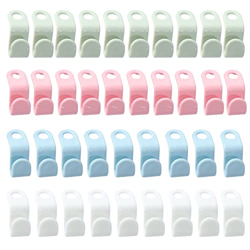 GWAWG Gancho de la percha de ropa 40PCS Gancho de plástico de moda apilable Gancho de hebilla Cover