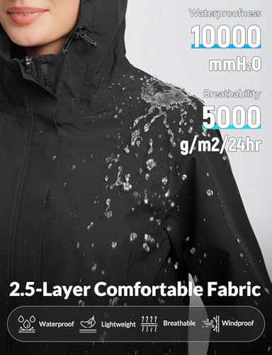 baleaf Womens Rain Jacket Waterproof Lightweight Hooded Windbreaker Hiking Traveling Outdoor Raincoat2