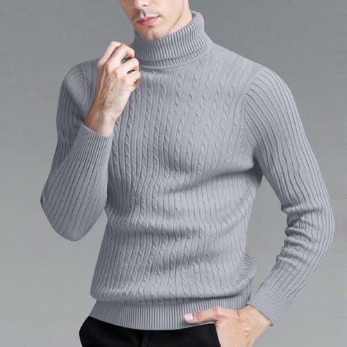 Cambkatl Men's Turtleneck Sweaters Cable Knitted Long Sleeve Cozy 2025 Fall Winter Slim Fit Pullovers Jumper Tops4