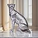 Hebdids Cheetah Statue Home Decor Leopard Sculpture Resin Sitting Cheetah Figurine Desktop Table Top Ornament Decoration for Home Office Silver