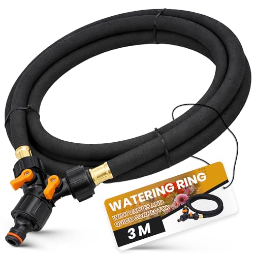 Instalguru Bewässerungsring 3 m Tropf Ring Baumring für Bäume Outdoor Pflanzen Sträucher Garten Tropf Bewässerung Bewässerungssystem mit Ventilen Kupplung