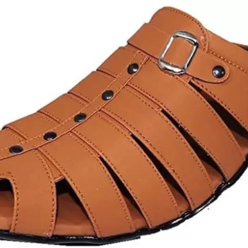 Image of Men's Fashion Sandals - Comfortable Fisherman, Premium PU Padding, Synthetic Leather, Closed-Toe Summer Outdoor Sandals, Stylish and Durable Footwear