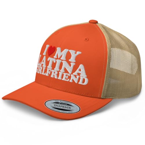 RIVEMUG NX I Love My Latina Girlfriend Embroidered Curved Bill Trucker Hat Mid Crown Adjustable Cap