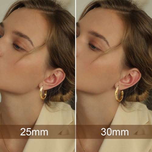 Amoxos Gold Hoop Earrings 14K Gold Hoop Earrings For Women Large Thick Women’s Hoops Earring for Women Modern Elegance 25/30MM (30MM) by Amoxos - Image 5