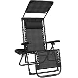 Yaheetech Tumbonas Jardin Exterior, Tumbonas Plegables con Reposacabezas y Parasol, Soportado 115 kg, para Piscina, Jardín, Tumbona Piscina Resistente a Intemperie, Negro